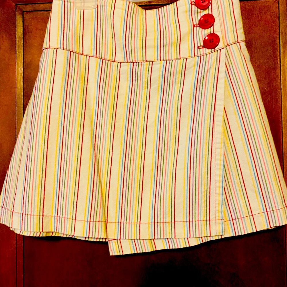 Rainbow 🌈 striped front/side-button wrap miniskirt size L